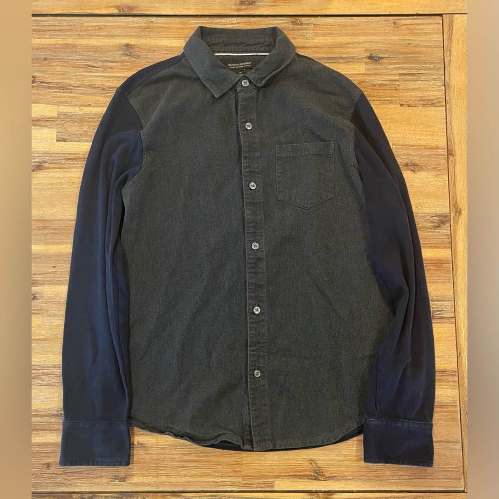 Men’s Banana Luxury Brush Cotton Two Tone Navy and Black Oxford
